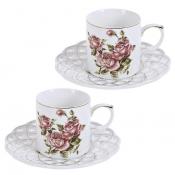 Кофейный набор на 2 персоны Best Home Porcelain Рубиновые розы, 4 предмета