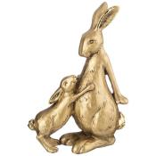 Фигурка декоративная Зайчиха-мама с зайчиком 26*13*35 см цвет: бронза с позолотой