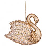 Декоративное изделие Лебедь 12*4 см высота=10 см цвет: золото с глиттером без упаковки (мал=12шт.