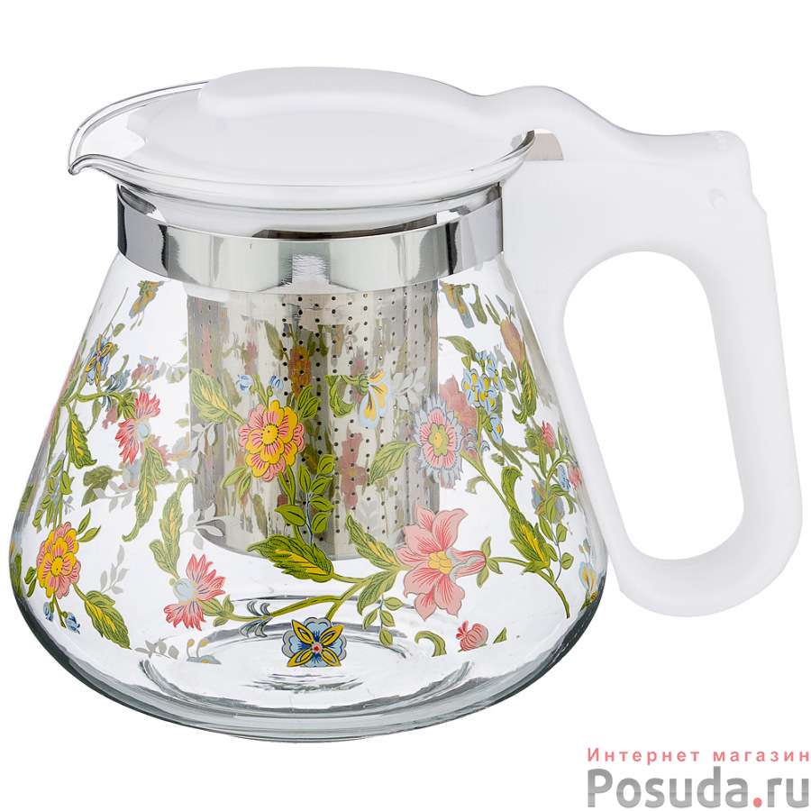 Заварочный чайник agness с фильтром Flowers 700 мл.