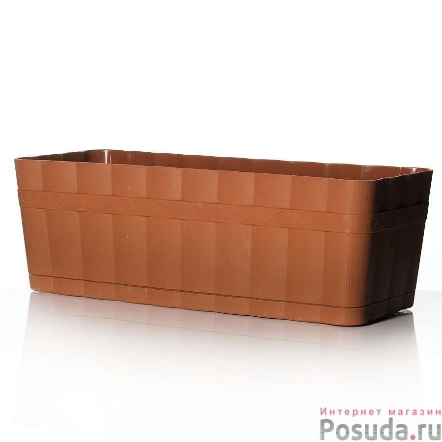 Ящик для цветов с поддоном прямоугольный "Изюминка", объем 12 л (коричневый)