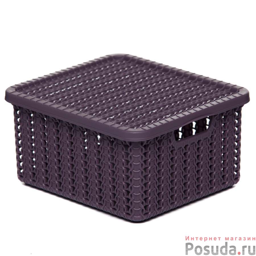 Коробка Idea "Вязание", цвет: пурпурный, 1,5 л, с крышкой