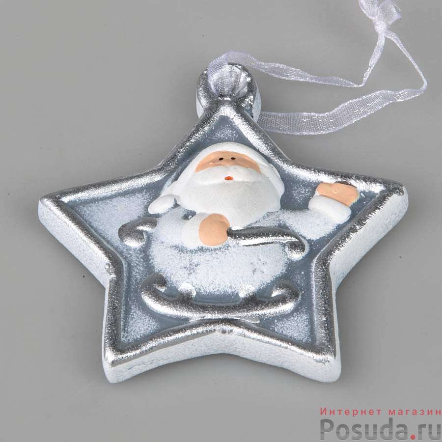 Новогоднее подвесное украшение House & Holder "Дед Мороз" , 7х8 см