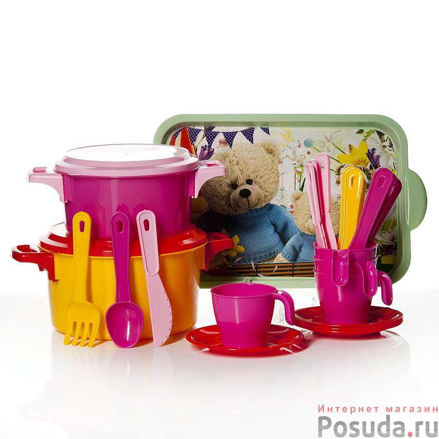 Набор детской посуды "Хозяюшка", 4 персоны (цвет в ассортименте)