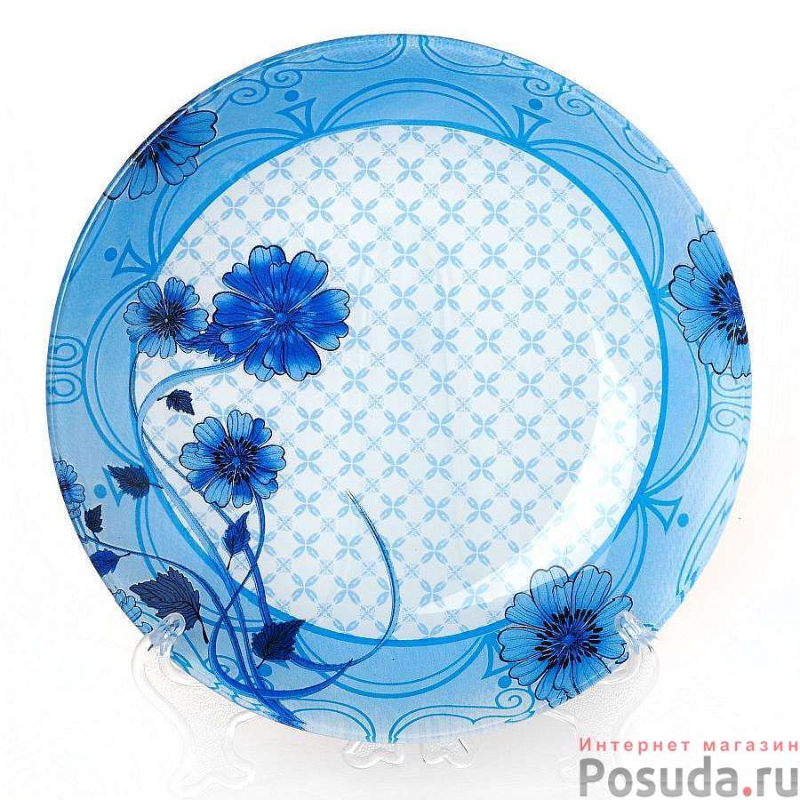 Тарелка столовая мелкая House & Holder "Blue Flowers", D=25 см