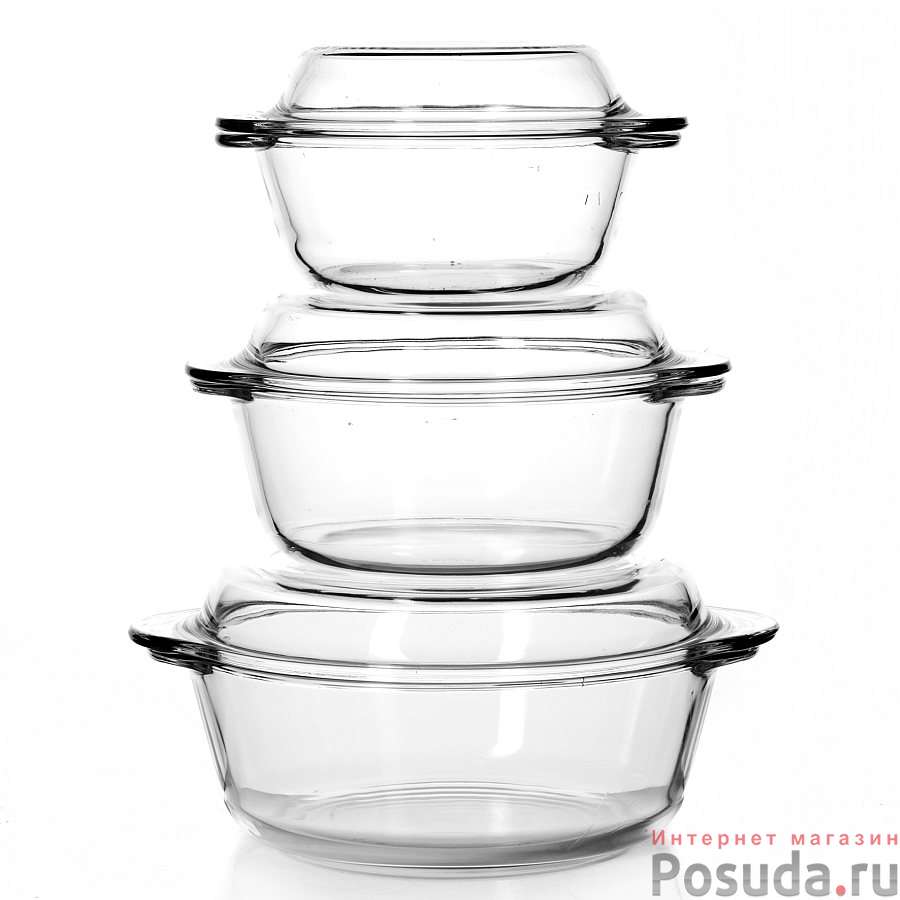 Набор посуды для СВЧ 3 пр. (кастрюли с крышками 1,5л+2л+3л)