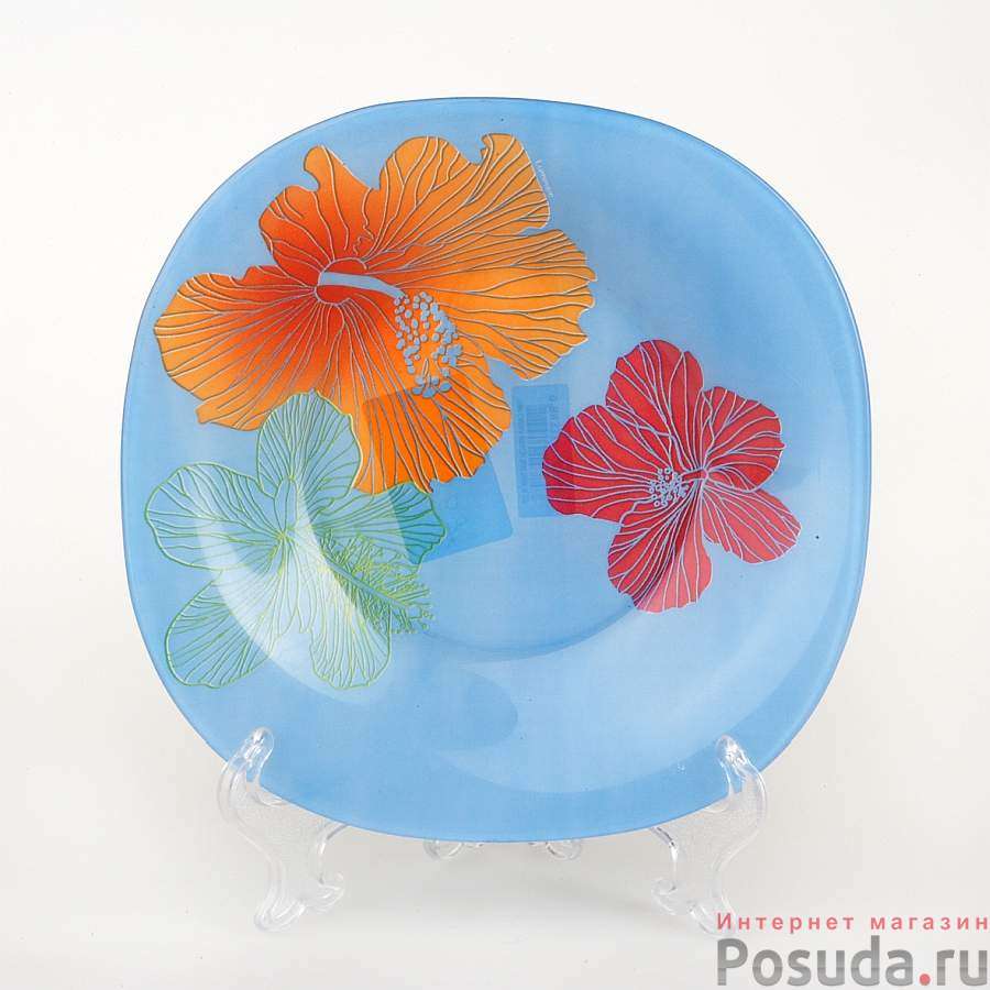 Тарелка столовая глубокая Luminarc Carine Hibiscus Blue, D=22 см