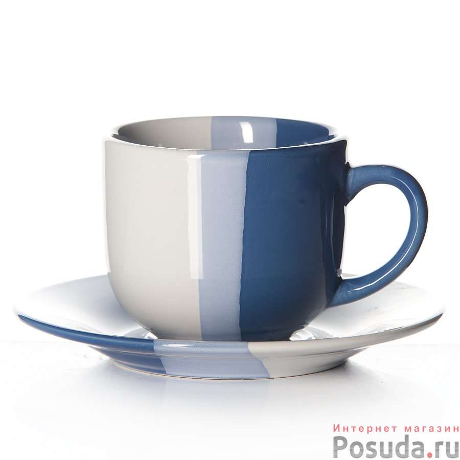 Чайная пара сине-голубая, объем чашки 220 мл