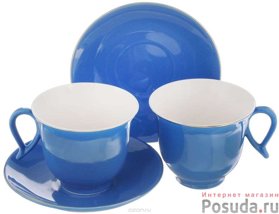 Набор чайный на 2 персоны Loraine Радуга синяя, 220 мл
