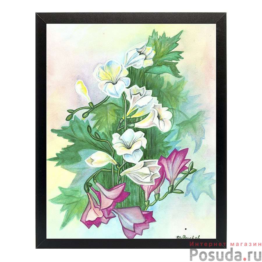 Картина "фрезии белые акварель" 40х50 см (матовая бумага)