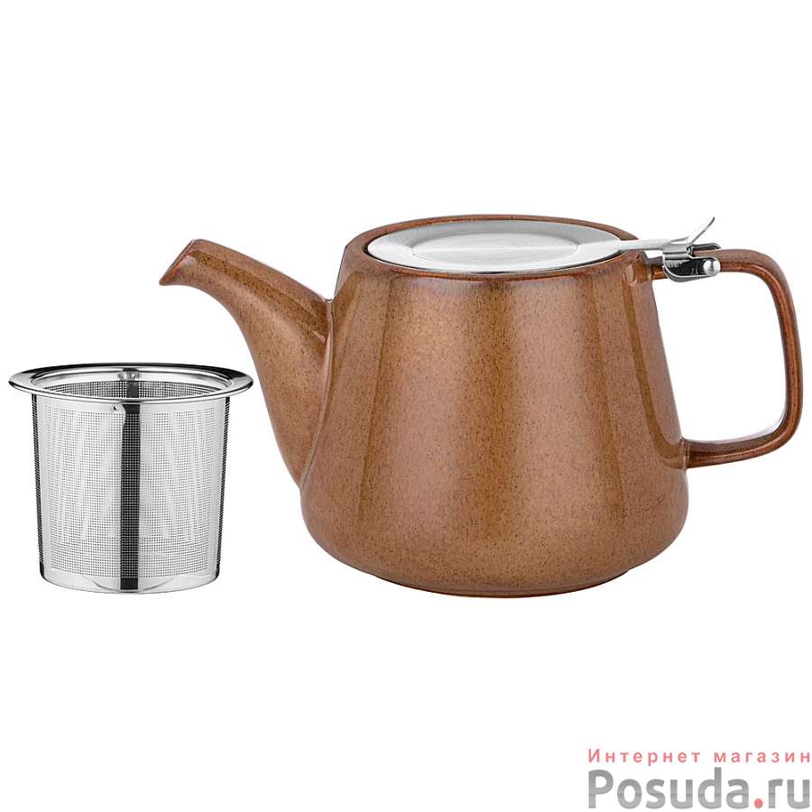 Чайник с металл.ситом и крышкой bronco Luster 1200мл, 23,5*11*12,5см, коричневый 