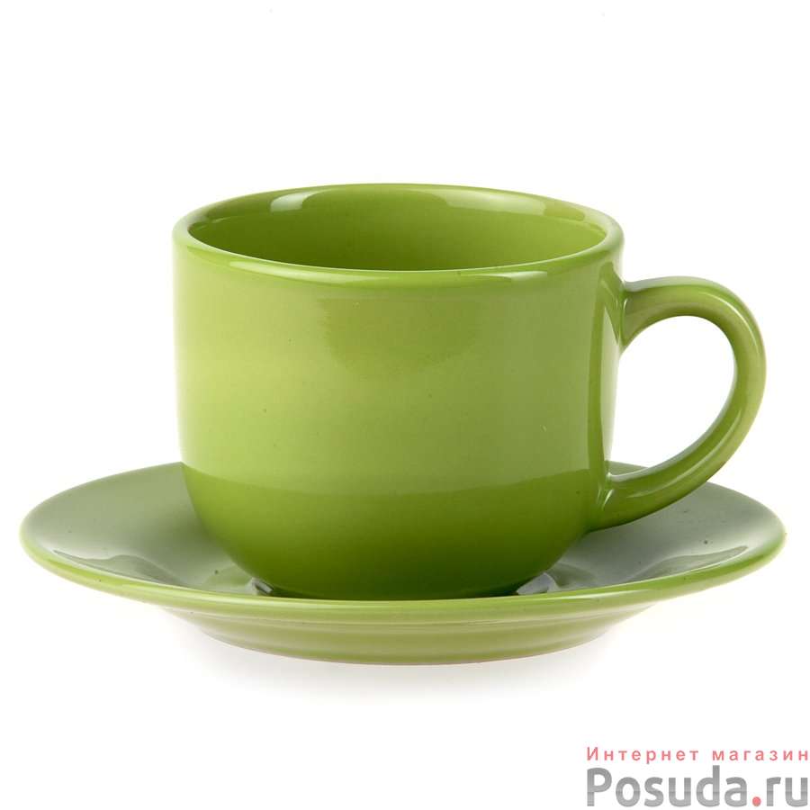 Чайная пара зеленая, объем чашки 220 мл