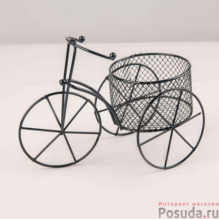 Подставка для цветов Доляна «Велосипед», d=8см., 18×10×13 см, цвет чёрный  4597727