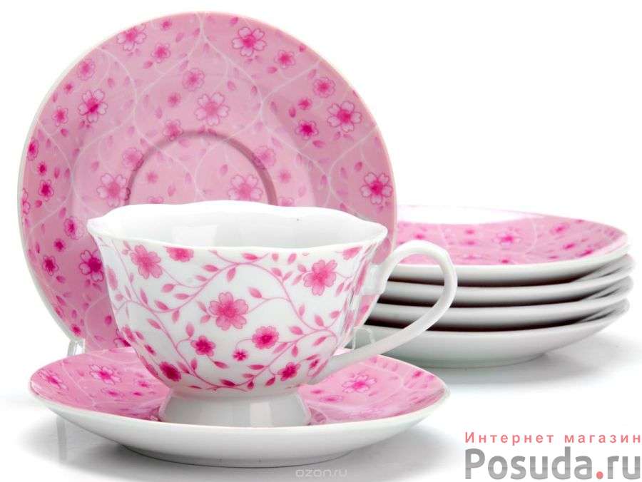 Чайный набор на 6 персон Loraine Цветы, 150 мл