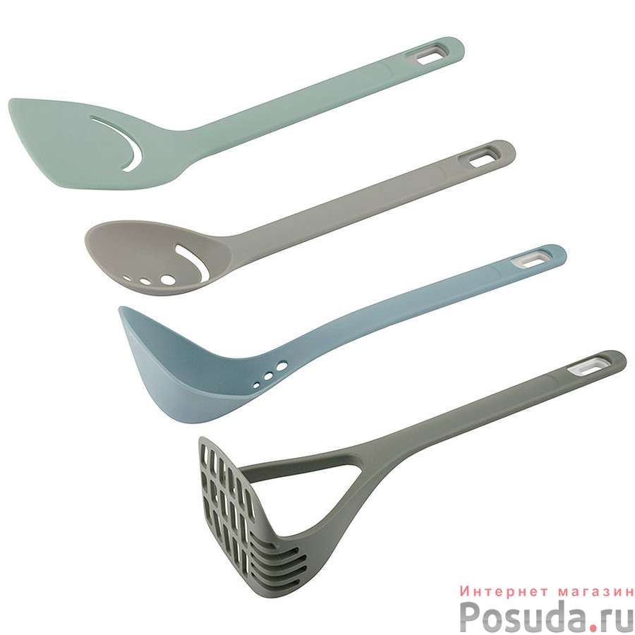 Набор кухонной навески, Aurora, из 4 предметов с защелками: половник/картофелемялка/ложка/лопатка