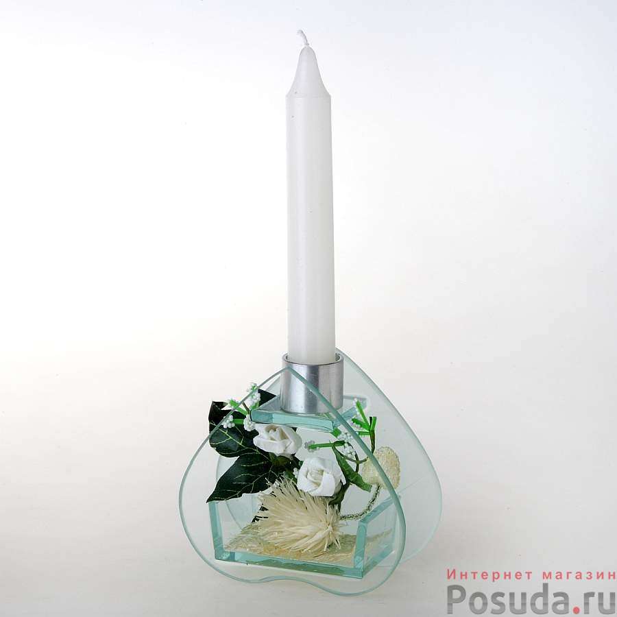 Подсвечник декоративный 10*4,3*20,5 см со свечой