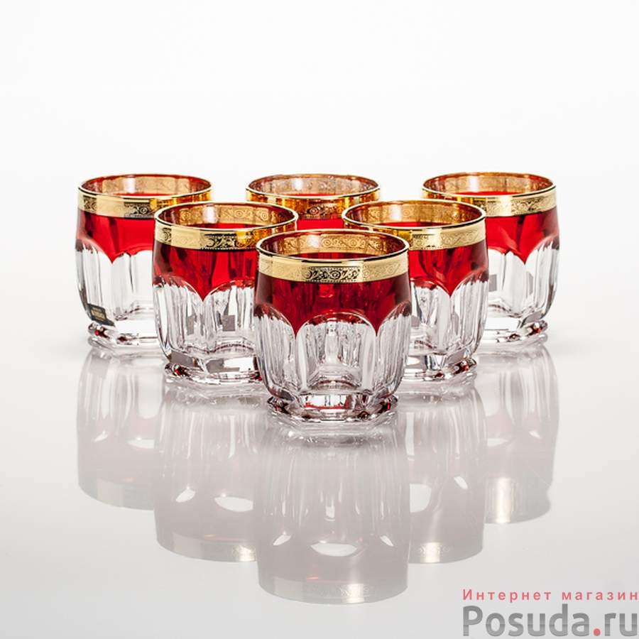 Наб. стаканов виски "Сафари" 250 млх6шт. /432267/ рубин/золото