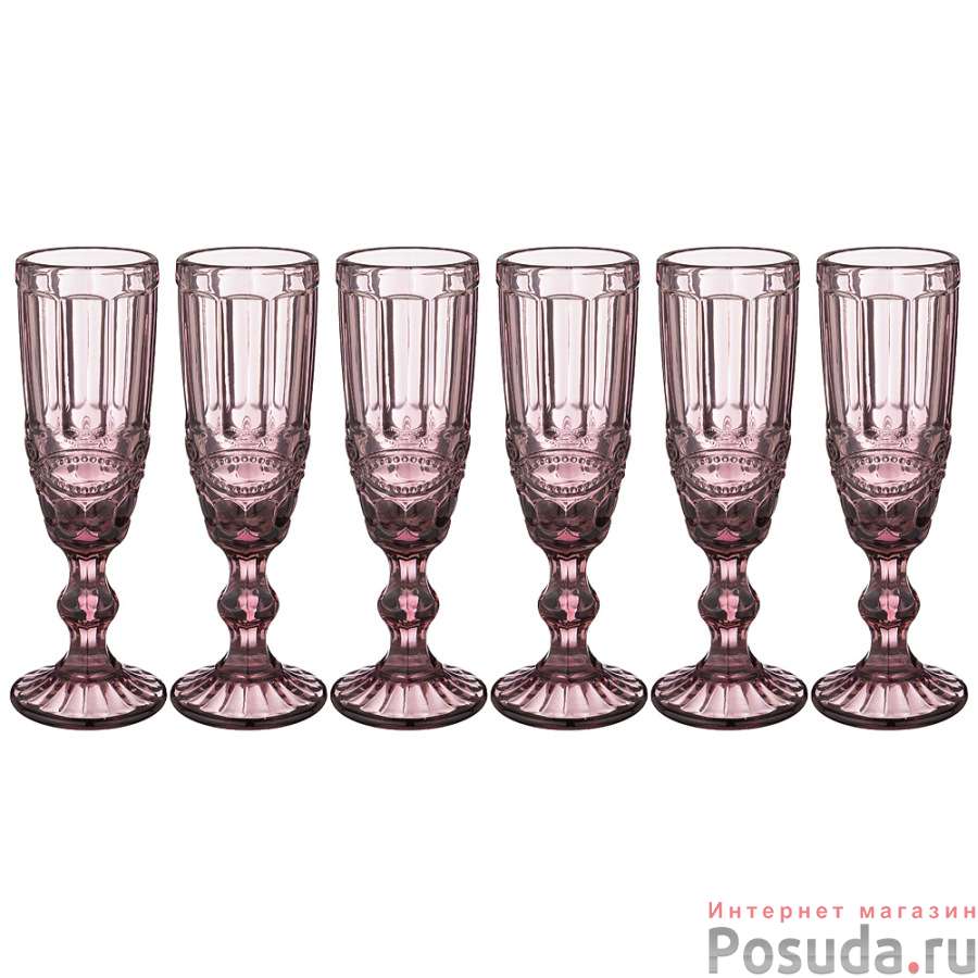 Набор бокалов для шампанского Серпентина из 6шт. 150мл. серия Muza color высота=20 см