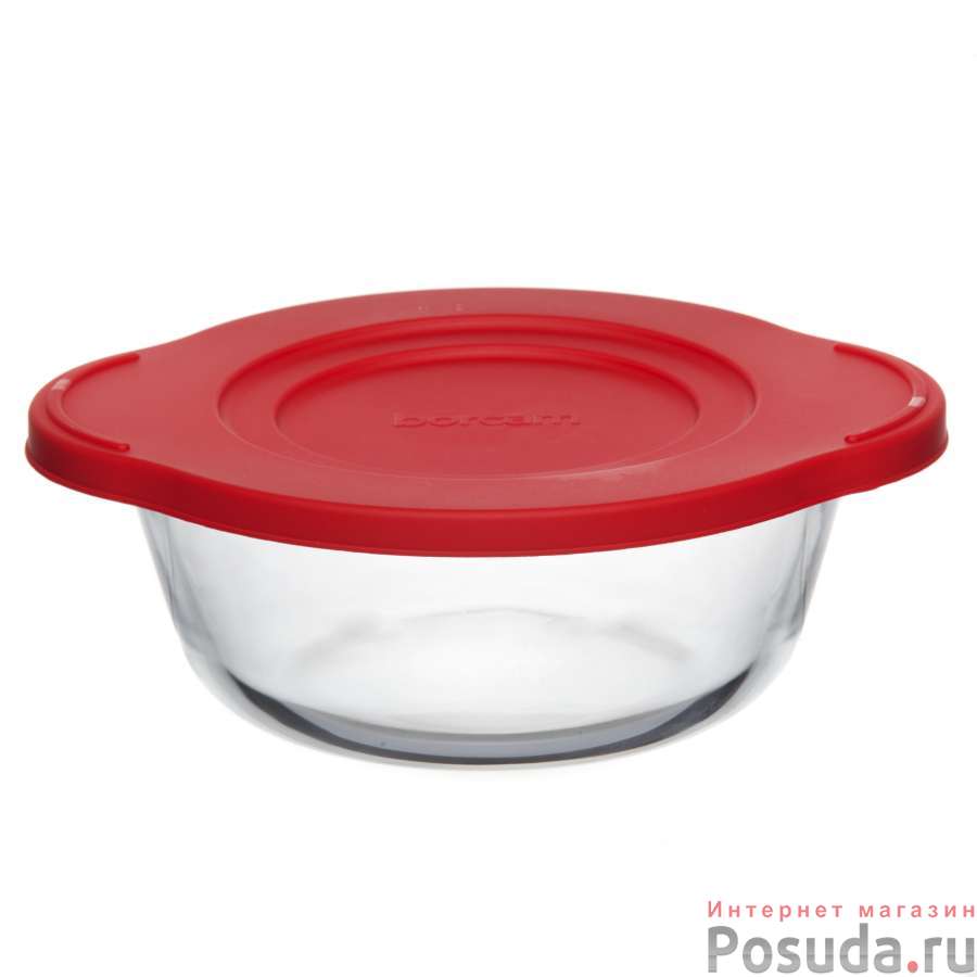Посуда для свч круглая 1,0 л c пластиковой крышкой