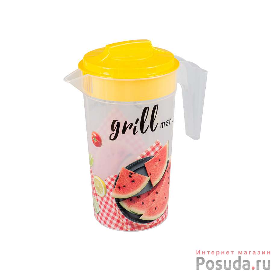 "GRILL MENU" Кувшин с крышкой с декором 1,2л (цвет в ассортименте)