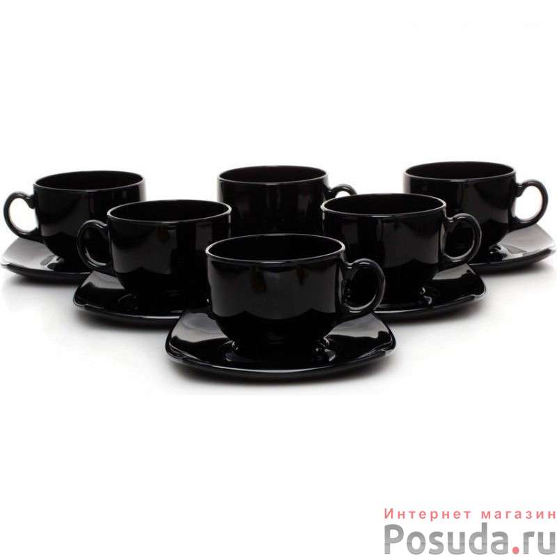 Набор чайный на 6 персон Luminarc Quadrato Black, 220 мл