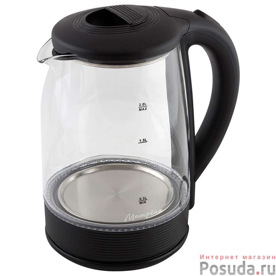 Чайник МАТРЁНА MA-009 электрический (2,0 л) стекло черный