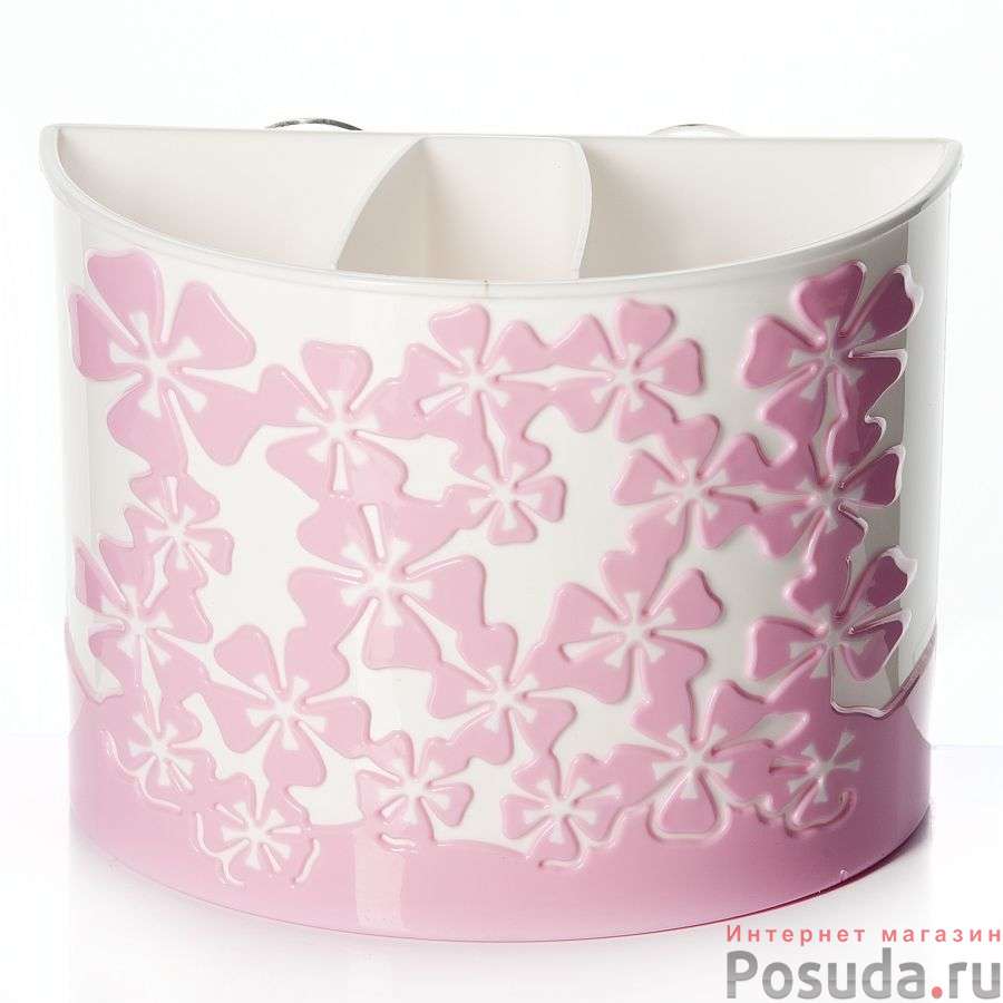 Подставка для зубных щеток "Камелия" (цвет белый с розовым)