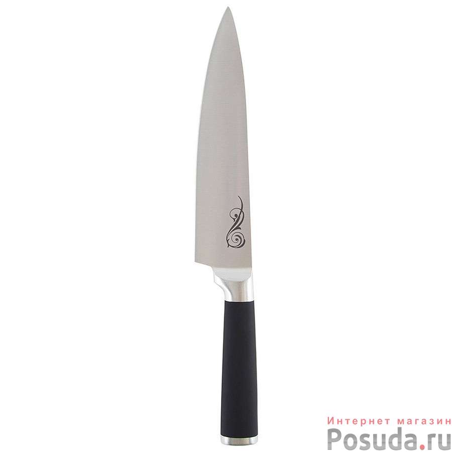 Нож с прорезиненной рукояткой MAL-01RS поварской, 20 см