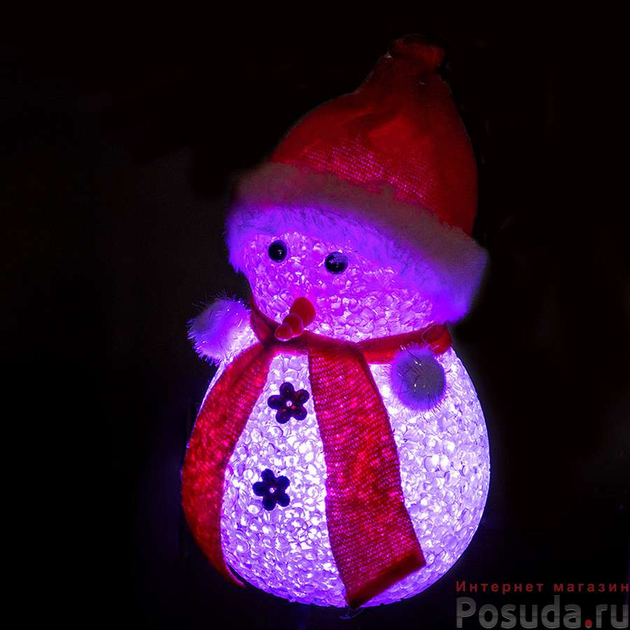 Фигурка светящаяся "Снеговик" цвет красный
