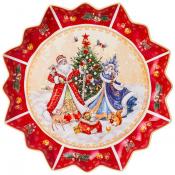 Блюдо lefard Дед мороз и снегурочка 38 см красное 