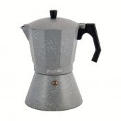 Кофеварка гейзерная 600мл (12 порций) из алюминия с широким индукционным дном (серый мрамор)