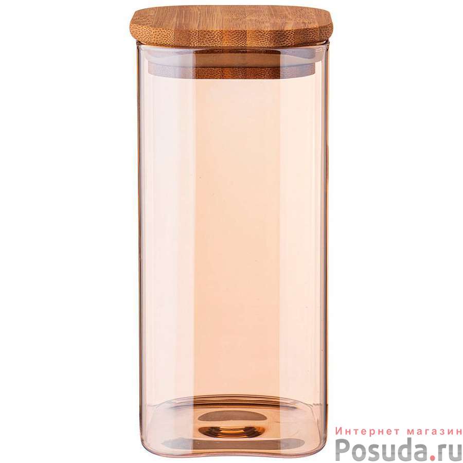 Емкость для сыпучих продуктов agness Amber 800 мл 8x8x17 cm цвет:янтарный