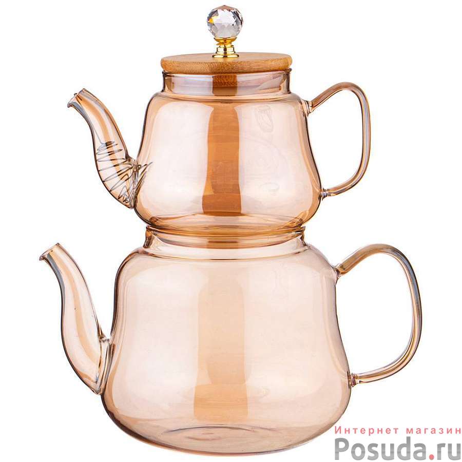 Набор чайников agness Amber 630/1500 мл цвет:янтарный