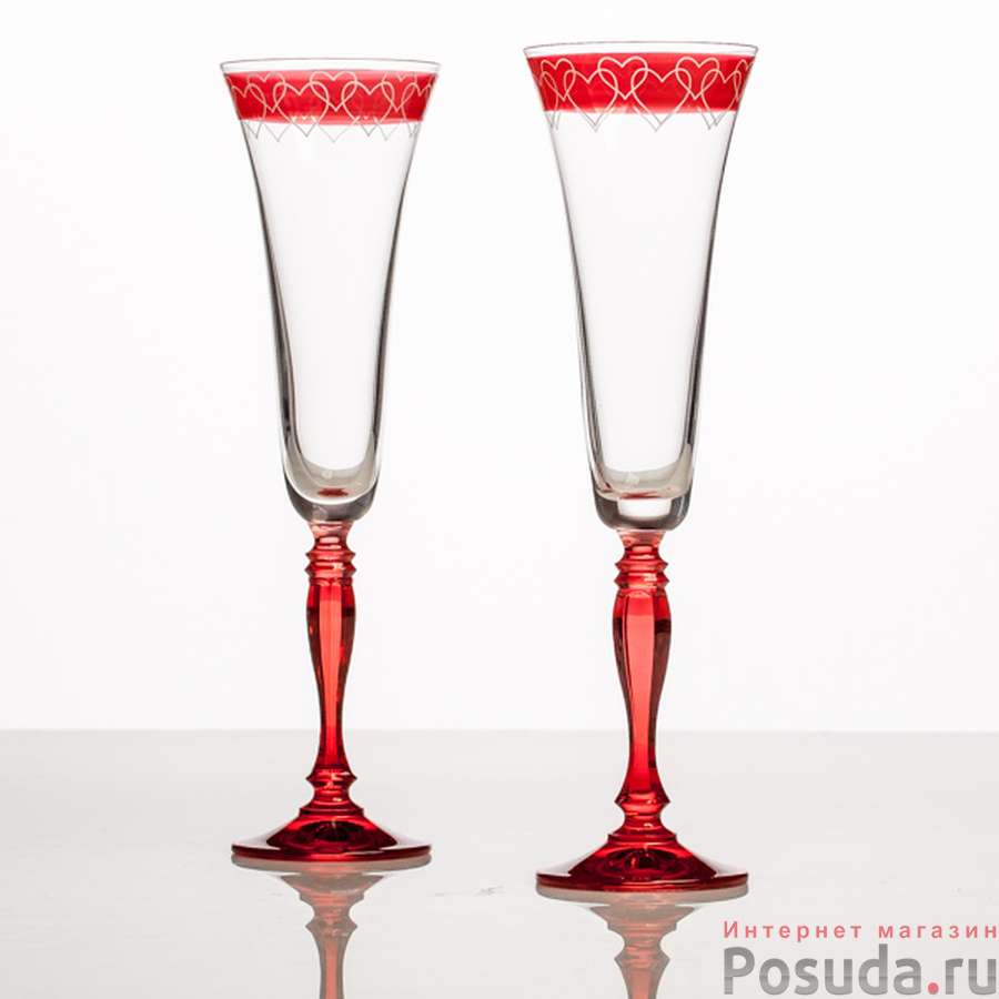 Набор бокалов 2 шт для шампанского Bohemia Crystall "Love. Виктория", 180 мл