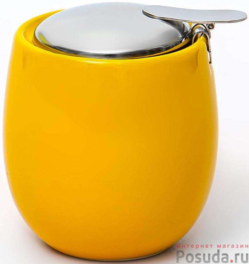Сахарница 250мл с крышкой (цв. глазурь, желтый) цветная упаковка "ФЕЛИЧИТА"