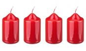 Набор свечей из 4 шт. 8*4 см. красный лакированный