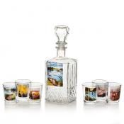Набор стопок с графином Кристалл Рыбалка, 7 предметов