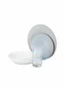 Столовый набор Аммонит + стаканы гранит&уайт 16 пр