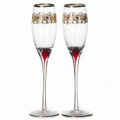 Набор бокалов под шампанское, 2 шт. "ГЛАМУР", красные (в сундуке)