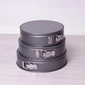 Набор разъемных форм для выпечки 3шт Kamille (Ø24/26/28*6.5см) из углеродистой стали