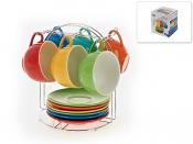 Чайный набор 12пр. "Разноцветная палитра" v=250мл на металлической подставке (подарочная упаковка)