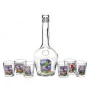 Графин + 6 стопок (деколь - Футбол) кор. с окном Сильвер