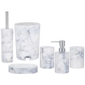 Набор для ванной комнаты мраморный 6 пр., 4.5л, белый