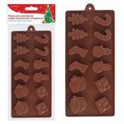 Форма для шоколадных конфет силиконовая "Рождество". Размер 22,5х10х1,5см.