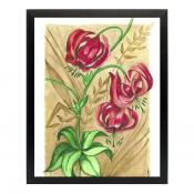 Картина "красные лилии акварель" 40х50 см (матовая бумага)