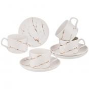 Чайный набор на 4 персоны коллекция Золотой мрамор объем чашки 250 мл цвет:white
