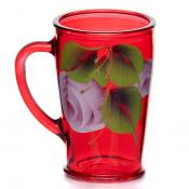 Набор 6 пр. кружка для чая Чайкофф 300 мл. с художественной росписью на крашеном стекле (красный)