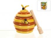 Банка для меда с ложкой "Honey" d=9,5см. h=11см. v=200мл. (ложка-l=9,5см.) (подарочная упаковка)