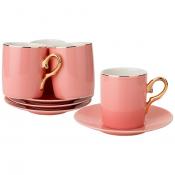 Чайный набор на 4пер. 8пр. 220мл, розовый 