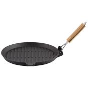 Сковорода-гриль чугунная с деревянной складной ручкой, круглая, PADELLA, диа 26 см